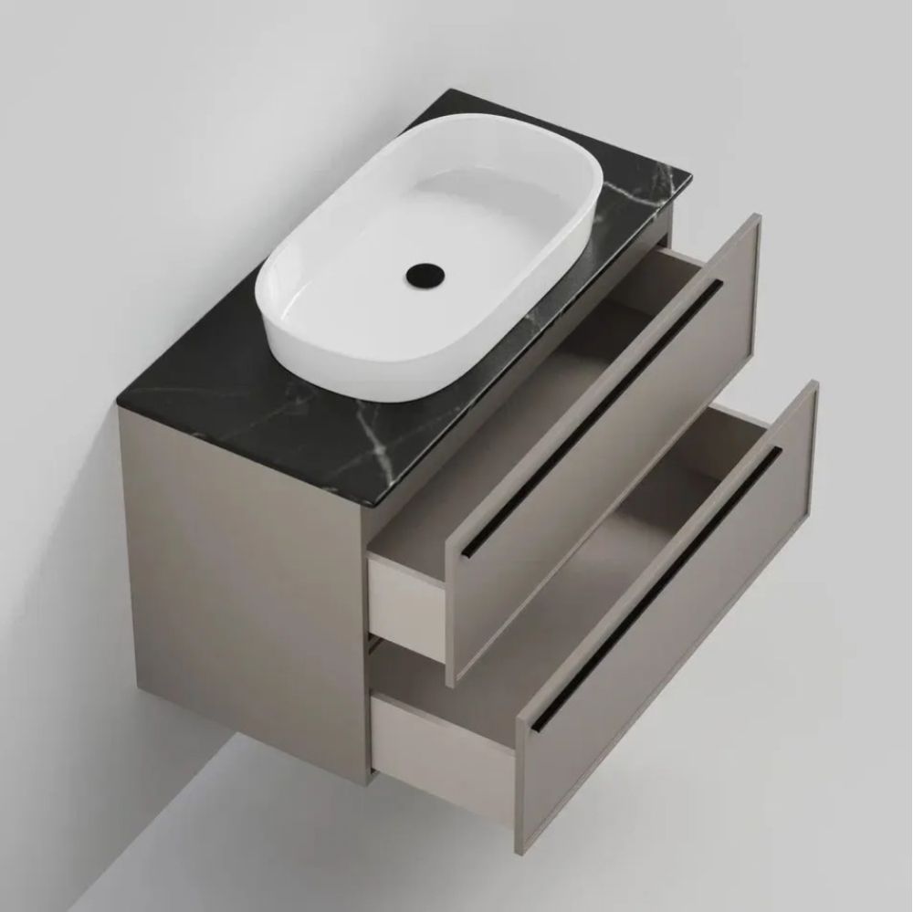 Тумба под раковину подвесная La Fenice Elba TWIN FNC-01-ELB-C-80-2, бежевая, артикул FNC-01-ELB-C-80-2