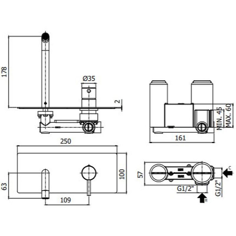 Смеситель для раковины Paffoni Light LIG105NO (с внутренней частью) черный матовый