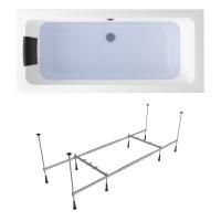 Комплект 3 в 1 Lavinia Boho Pure S1-3710008P, акриловая ванна 180x80 см, усиленный металлический каркас с монтажным набором, мягкий силиконовый подголовник