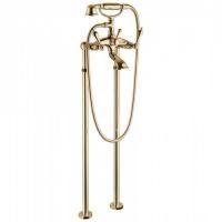 Bongio Capri Смеситель для ванны в комплекте с ручным душем и ножками для монтажа на пол (2 коробки), цвет золото