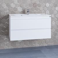 Тумба под раковину Санта Марс 90 см, 700253, 2 ящика, подвесная, белый ум. Elen 90 литой мрамор)