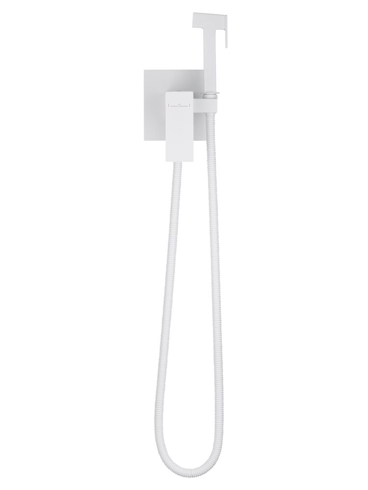 Смеситель с гигиеническим душем встраиваемый WONZON & WOGHAND CUBE, Белый матовый (WW-88829016-MW)