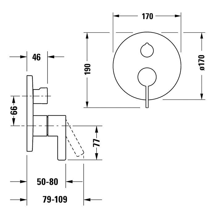 Duravit D-Neo Смеситель для душа, на 2 источника, встраиваемый (внешние части) цвет: хром, артикул DE4210012010