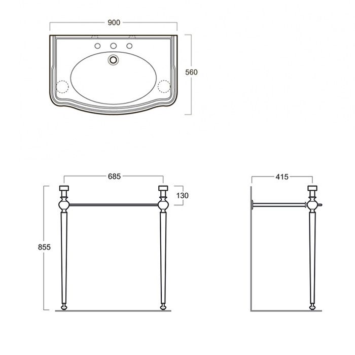 SIMAS Arcade 105, раковина-консоль 105*56, с 1 отв. под смеситель, цвет: белый