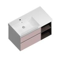 Тумба CUBO левая подвесная с ящиками 90, Мальва матовая-древесная