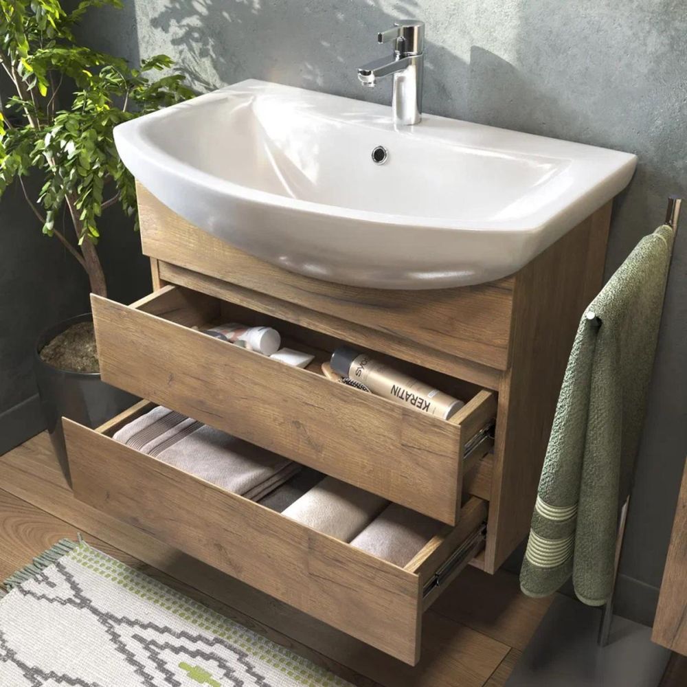 Тумба под раковину подвесная VIGO Wing tp.WIN.BAL.60.2Y дуб золотой, 60 см, артикул tp.WIN.BAL.60.2Y дуб золотой