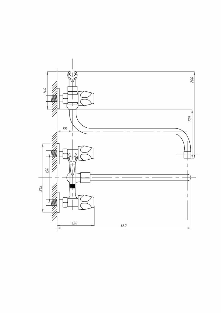 Смеситель для ванны с душем ПСМ-ПРОФСАН PSM-158-48 ЕВРО тип См-ВУДРНШлА, артикул PSM-158-48