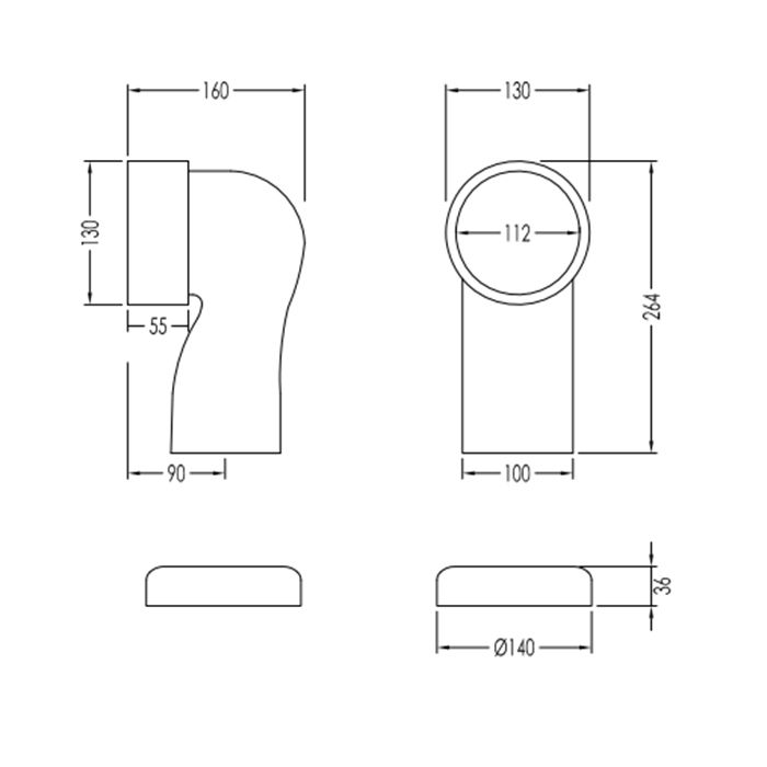 Devon Колено из керамики вертикальное, для слива унитаза, цвет: белый