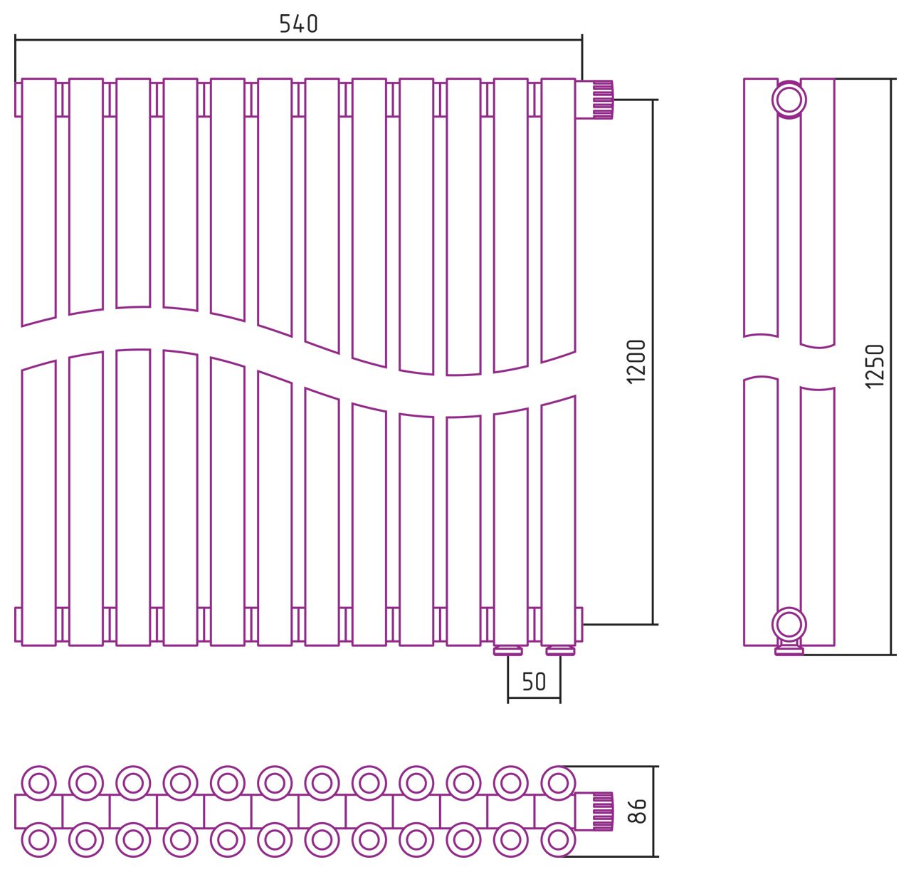 Отопительный радиатор ЭСТЕТ-00 н/ж EU50 1200х540 / 12 сек (Белый) Отопительный радиатор ЭСТЕТ-00 н/ж EU50 1200х540 / 12 сек (Белый)