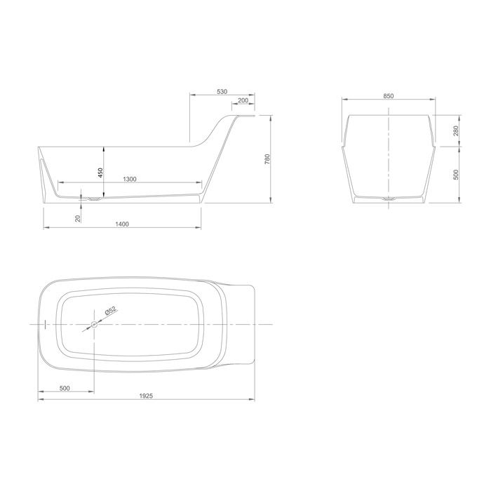 KNIEF Pride Ванна отдельностоящая 192*85*78/50см 39х51,5 см со сливом, цвет белый матовый