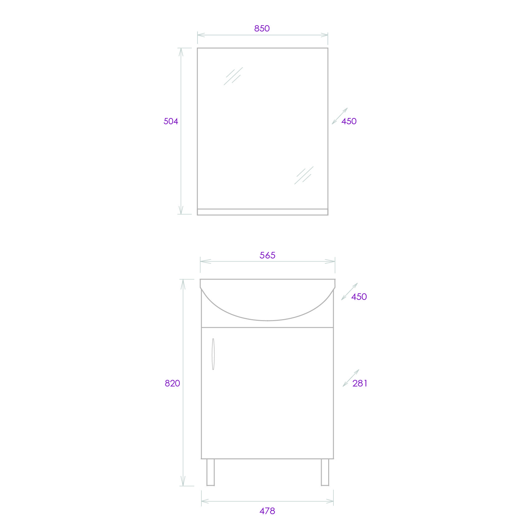 Комплект ONIKA ЭКО 52 (3в1: тумба+раковина+зеркало)
