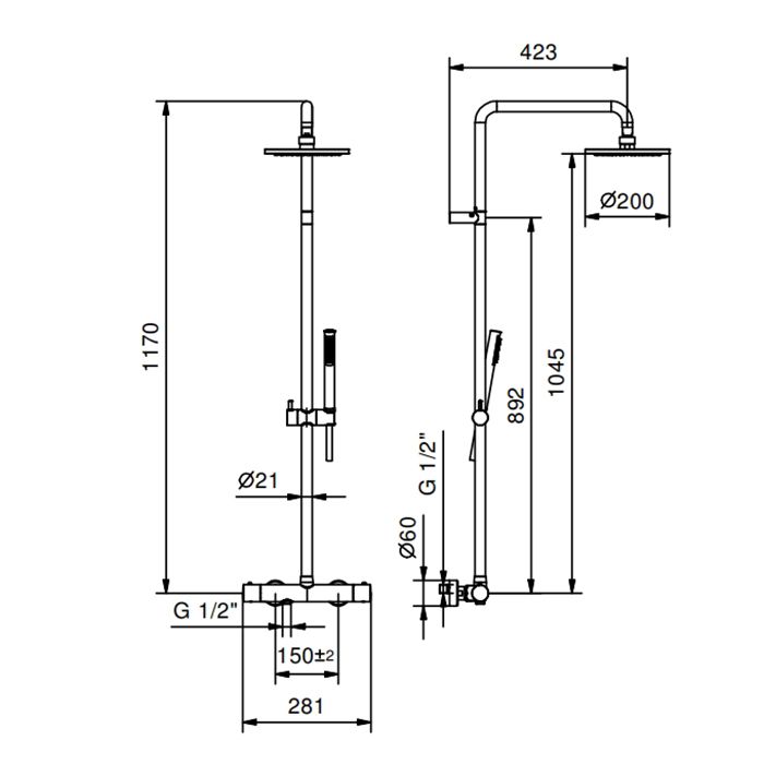 Fantini NOSTROMO Штанга для душа с внешней частью смесителя , цвет: хром