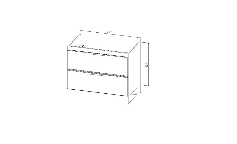 Тумба VIANT "Берлин" 2 ящика подвесная цемент 441х766х520 под раковину .S-UM-MOD80/1 (MODUO 80) (VBER80MDC-T2YP), артикул VBER80MDC-T2YP