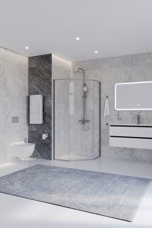 PLANE-P-1-100-C-IN Душевой уголок, отделка Сатин, артикул PLANE-P-1-100-C-IN