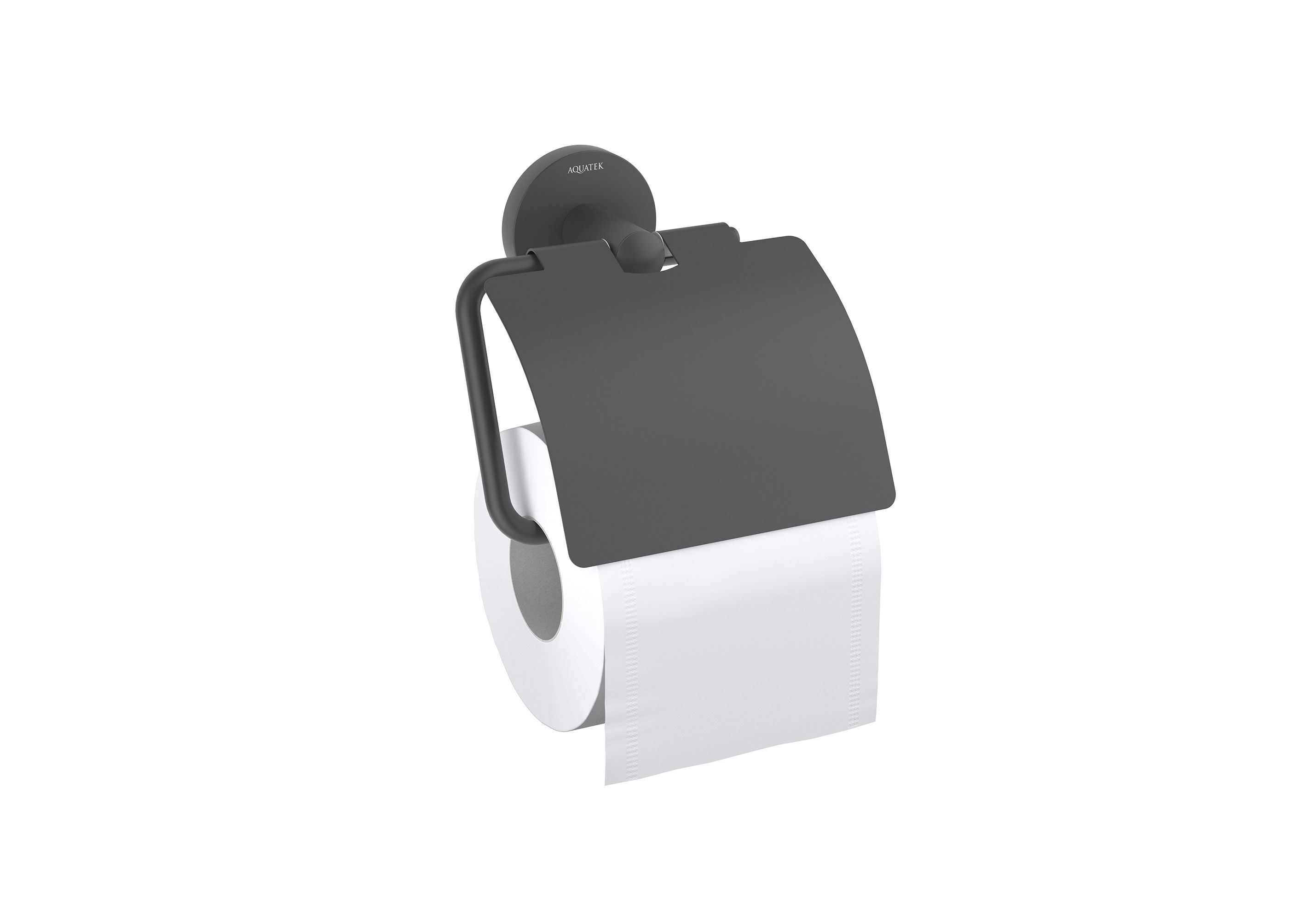 Бумагодержатель с крышкой AQUATEK, матовый черный AQ4209MB ОБЕРОН Бумагодержатель с крышкой AQUATEK, матовый черный AQ4209MB ОБЕРОН