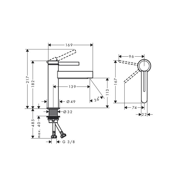 HANSGROHE FINORIS Смеситель для раковины на 1 отверстие, однорычажный, с донным клапаном, цвет черный матовый HANSGROHE FINORIS Смеситель для раковины на 1 отверстие, однорычажный, с донным клапаном, цвет черный матовый