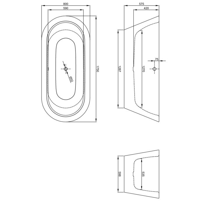 BETTE Слив-перелив Multiplex M5, удлинённый для Silhouette/Ornament/Couture, хром
