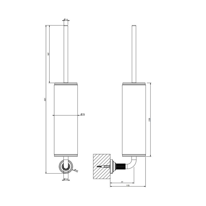 GESSI VENTI20 Ершик для унитаза подвесной, цвет черный, фурнитура Black Metal Brushed PVD