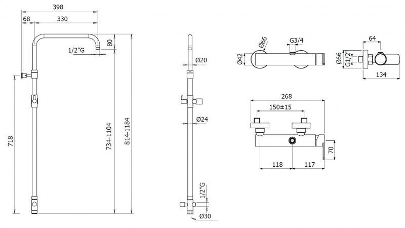 Душевая стойка CEZARES GLAM-CD Душевая стойка CEZARES GLAM-CD