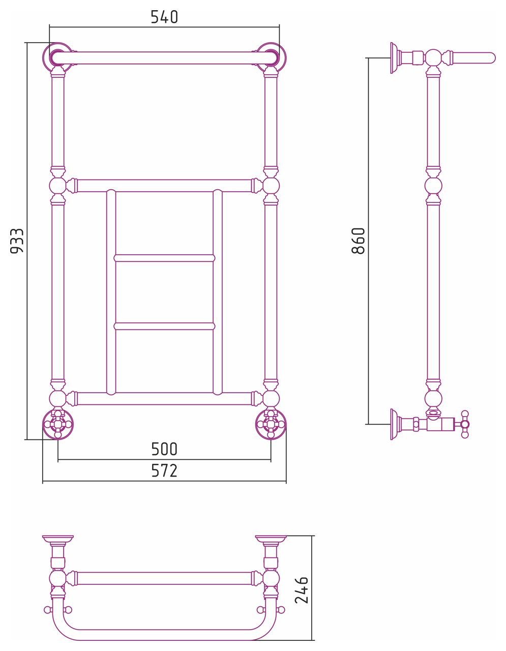 Полотенцесушитель водяной "Ренессанс 1452" 860х500 (БЕЛЫЙ) Полотенцесушитель водяной "Ренессанс 1452" 860х500 (БЕЛЫЙ)
