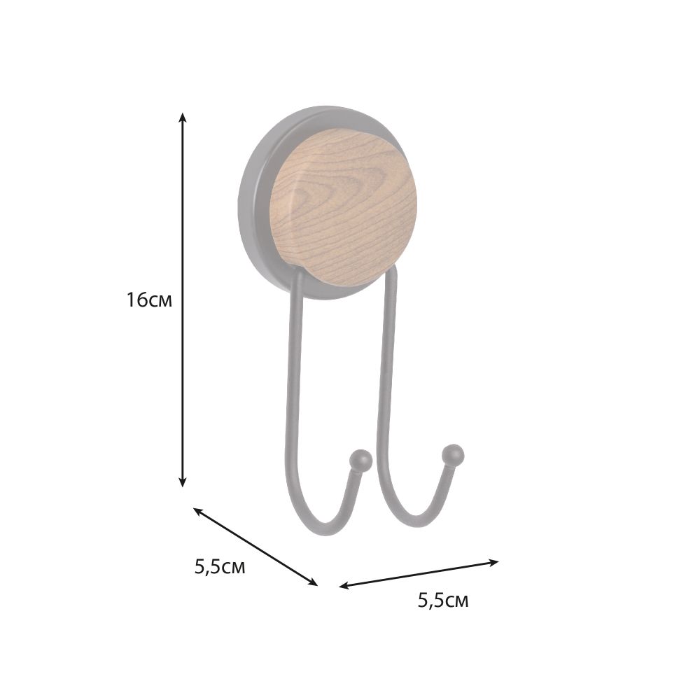 Двойной крючок для ванной FIXSEN MAGIC WOOD FX-46005A, черный/коричневый, артикул FX-46005A