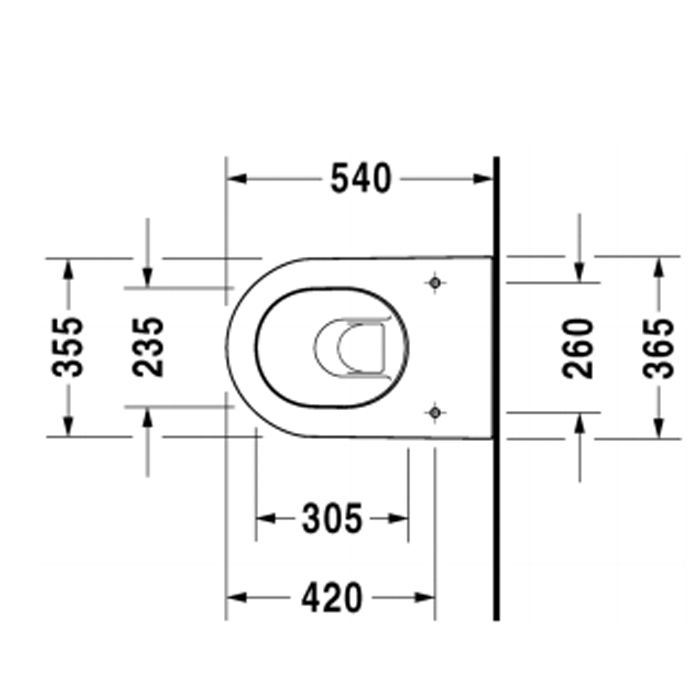 Duravit Darling New Унитаз подвесной с вертикальным смывом, вкл. крепление Durafix, объем: 4.5л, 370x540мм, Цвет: Белый