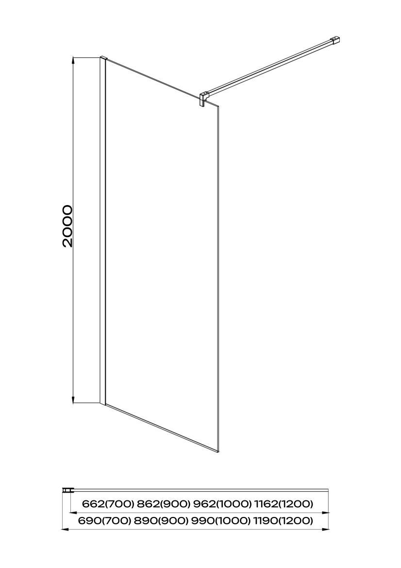 AQ WIW 07020CH Душевая перегородка Walk in с держателем 700x2000 профиль хром, стекло прозрачное AQ WIW 07020CH Душевая перегородка Walk in с держателем 700x2000 профиль хром, стекло прозрачное