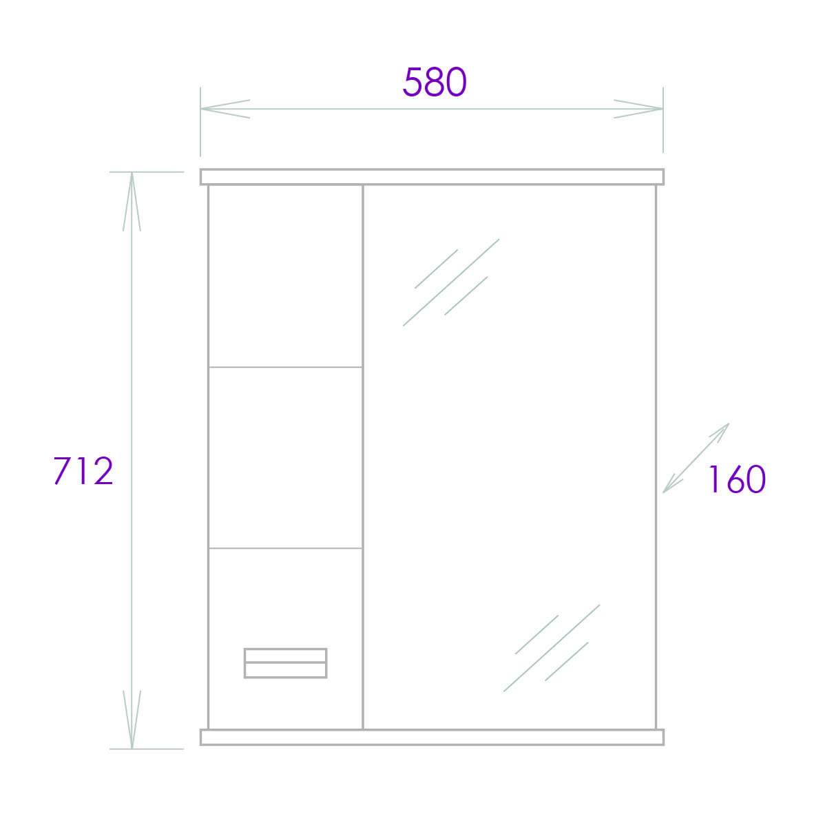 Шкаф-зеркало Onika Балтика Black 58 белый, левый, с подсветкой