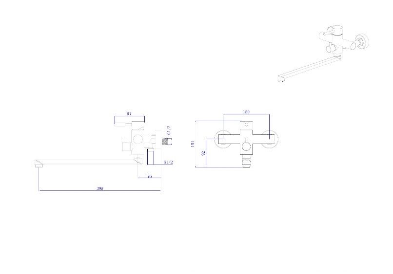 Смеситель для ванны RUSH Melos с длинным поворотным изливом (SUS1101-51), артикул SUS1101-51