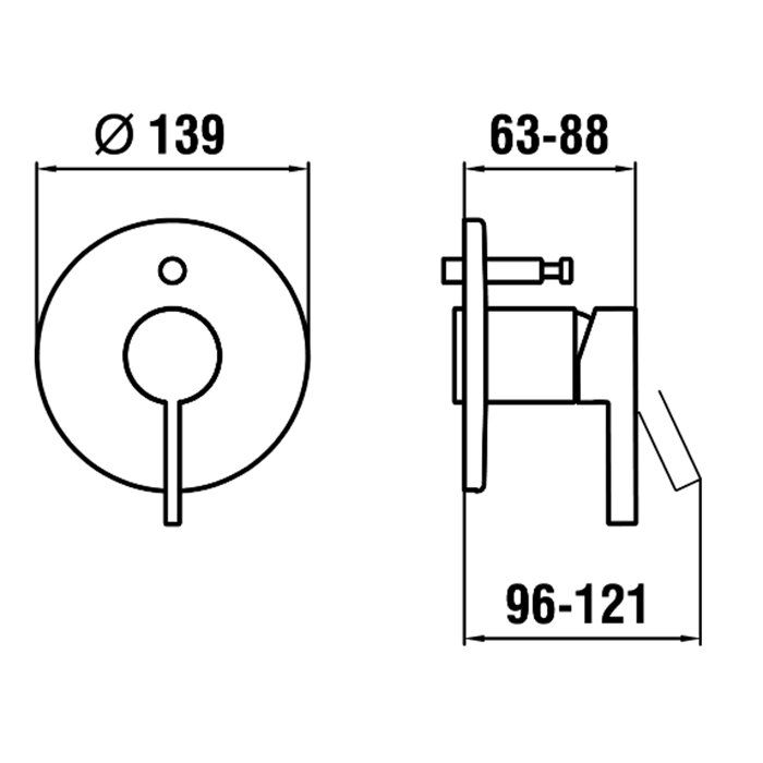 Laufen Kartell Встраиваемый смеситель для душа с переключателем потоков (внешние части), цвет: хром, артикул 3.2133.6.004.000.1