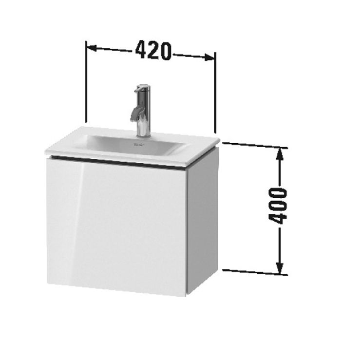 Duravit L-Cube Тумба подвесная под раковину # 073345, 1 дверца, петли слева, 400x440x311мм, цвет White High Gloss, артикул LC6133L2222