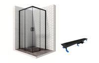 Душевой уголок Ambassador Queen Black 11011203-ST11, квадратный, линейный трап, 90х90