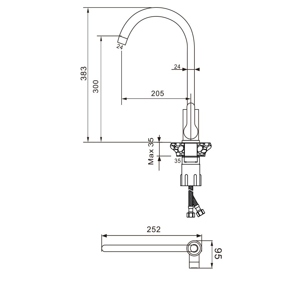 Смеситель для кухни WesnaArt EKO EKO05-110Black, черный, артикул EKO05-110Black