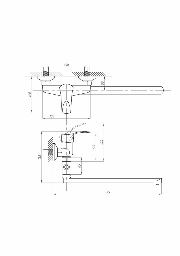 Смеситель для ванны с душем ПСМ-ПРОФСАН PSM-523-К023 ПЛЮС тип См-ВУОРНШлА, артикул PSM-523-023