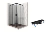 Душевой уголок Ambassador Queen Black 11011204-ST1, квадратный, линейный трап, 100х100