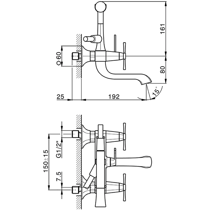 CISAL Cherie Смеситель для ванны двухвентильный, с душевым комплектом, цвет золото/черный