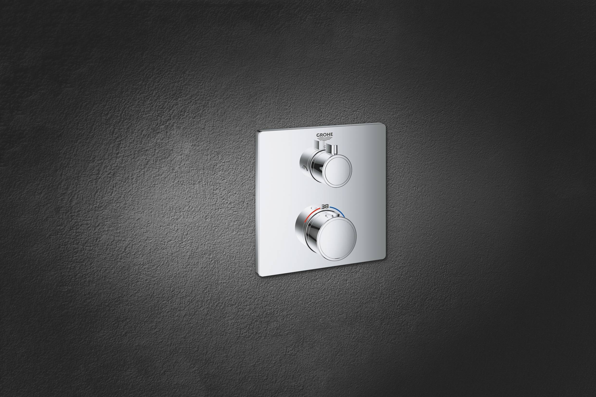 Термостатический смеситель для душа GROHE Grohtherm с переключателем на 2 положения верхний-ручной душ, внешняя часть, квадратная розетка, хром (24079000) Термостатический смеситель для душа GROHE Grohtherm с переключателем на 2 положения верхний-ручной душ, внешняя часть, квадратная розетка, хром (24079000)