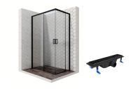 Душевой уголок Ambassador Queen Black 11011205L-ST1, прямоугольный, линейный трап, 120х80