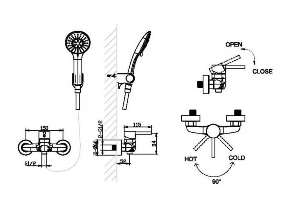 Смеситель для душа Bravat Slim F9332366CP-01-RUS, хром