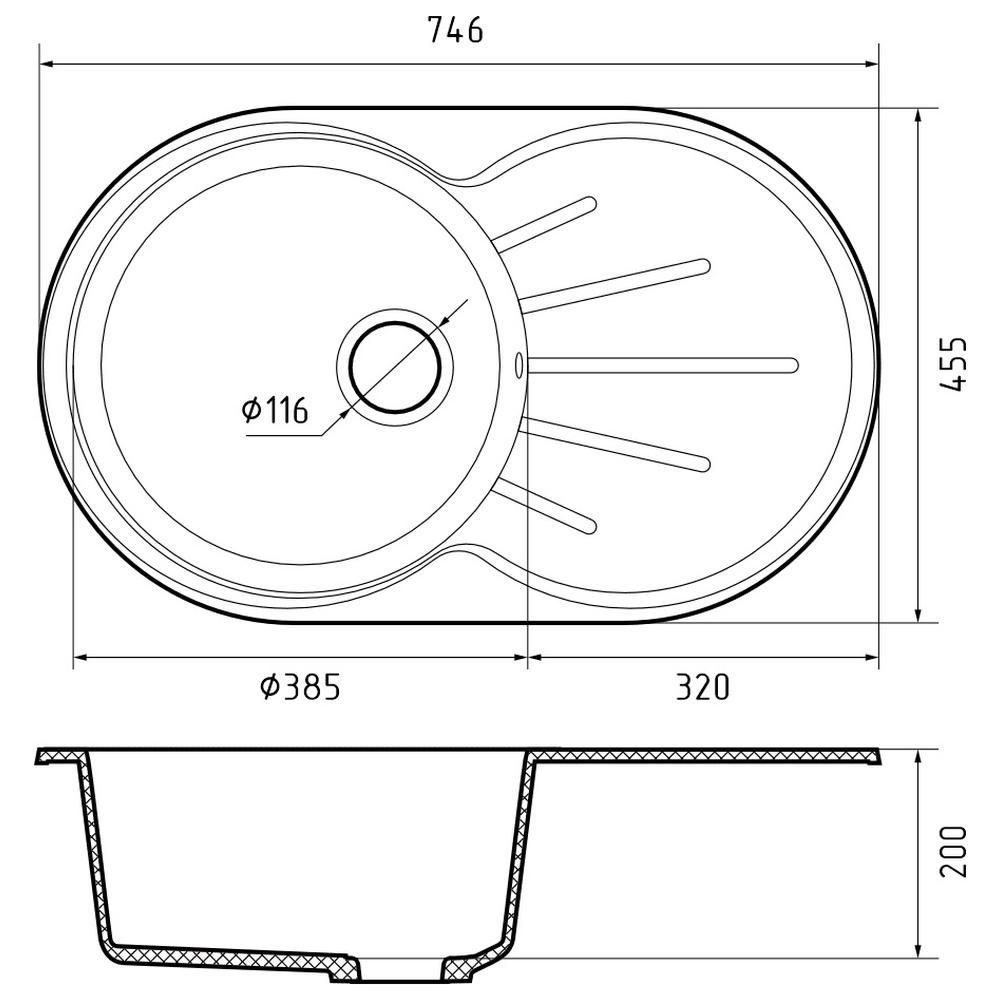 Кухонная мойка GranFest RONDO 750L, терракот, артикул R-750L топаз