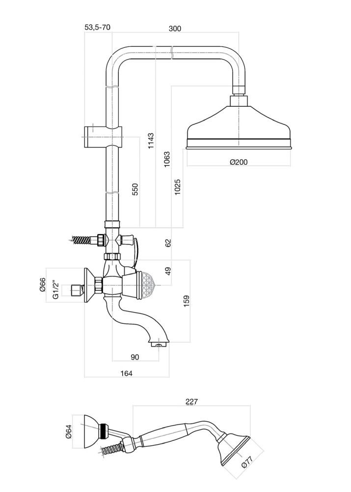 Душевая система Fiore XT SKY (SWAROVSKI®) 17OO0615, золото