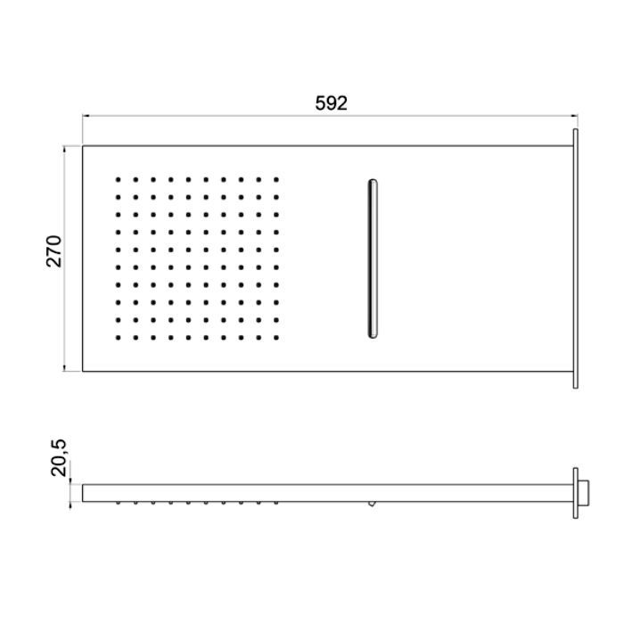 ALMAR Встраиваемый верхний душ 592х270 мм, 2 типа струи, , цвет Stainless Steel Brushed ALMAR Встраиваемый верхний душ 592х270 мм, 2 типа струи, , цвет Stainless Steel Brushed