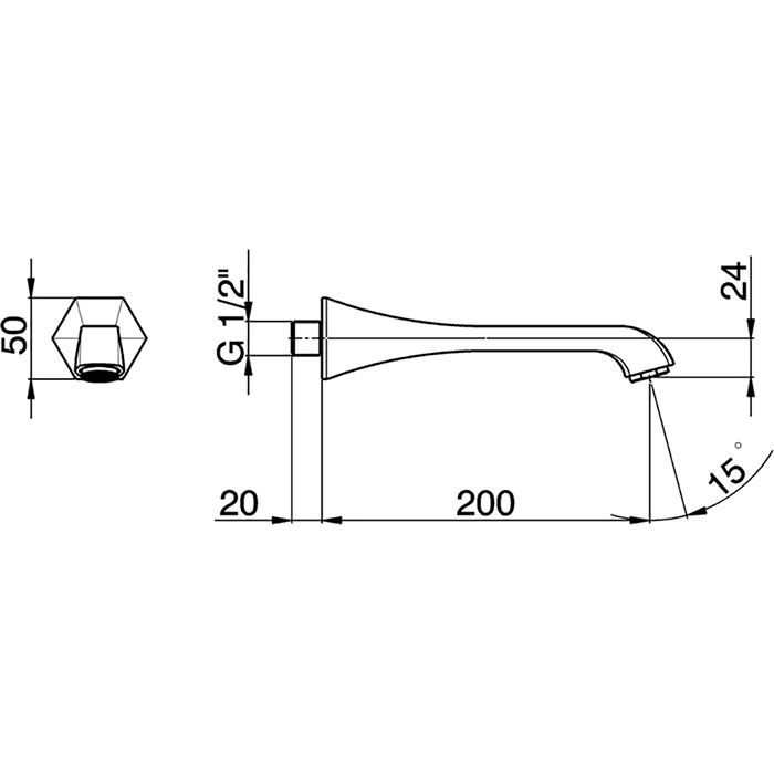 CISAL Cherie Излив настенный 200 мм для ванны, цвет золото