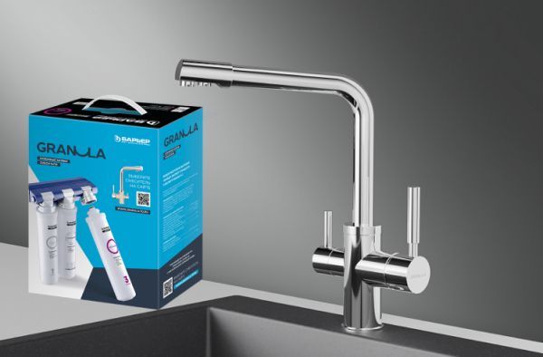 Комплект кухонный смеситель Granula 2015 Хром + Фильтр Granula (2015 Хром+АКС-002)