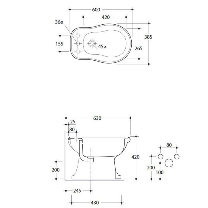 KERASAN Retro Биде напольное с 1 отв. под смеситель, цвет белый