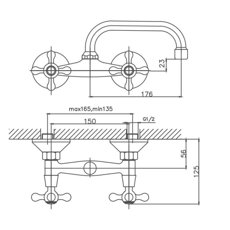 Смеситель для кухни Cron CN4708, хром