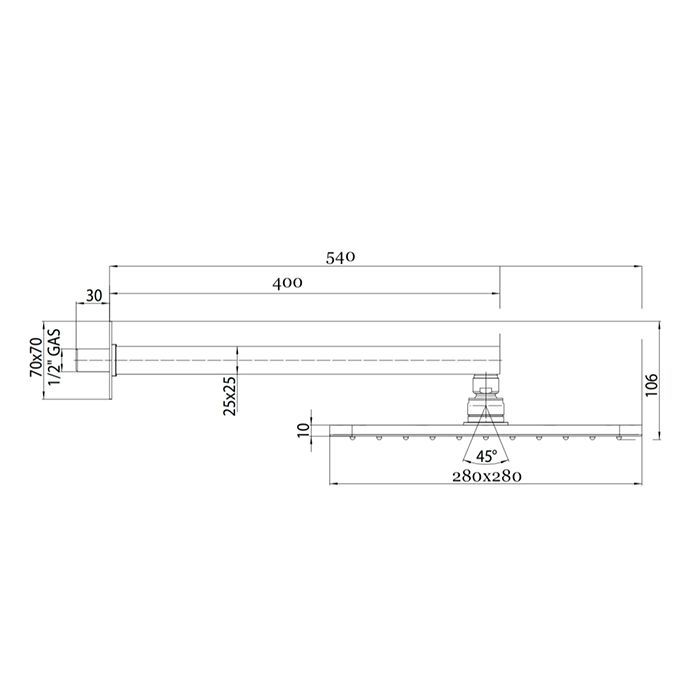 Верхний душ, Bossini, Cosmo, тип установки-настенный, размер душевого диска, мм-280*280, форма-квадратная, количество режимов-1, тип струи-дождь (Rain), держатель-в комплекте, размер держателя, мм-400, цвет-черный матовый Верхний душ, Bossini, Cosmo, тип установки-настенный, размер душевого диска, мм-280*280, форма-квадратная, количество режимов-1, тип струи-дождь (Rain), держатель-в комплекте, размер держателя, мм-400, цвет-черный матовый