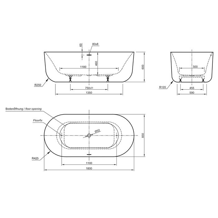 KNIEF Слив перелив с системой Click-Clack, с гибким шлангом и горизонтальным отводом, цвет хром (смонтирован на ванне)