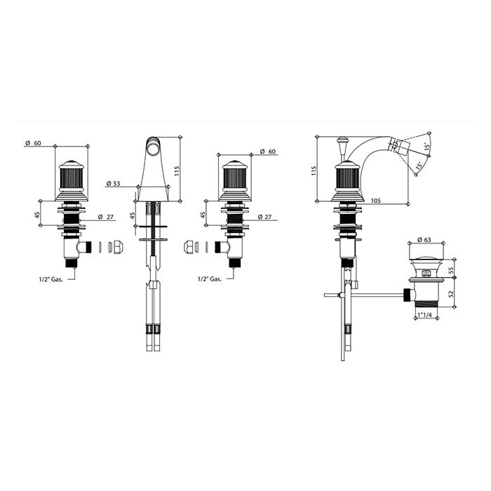Bongio Impero Смеситель для биде, цвет хром/Swarovski