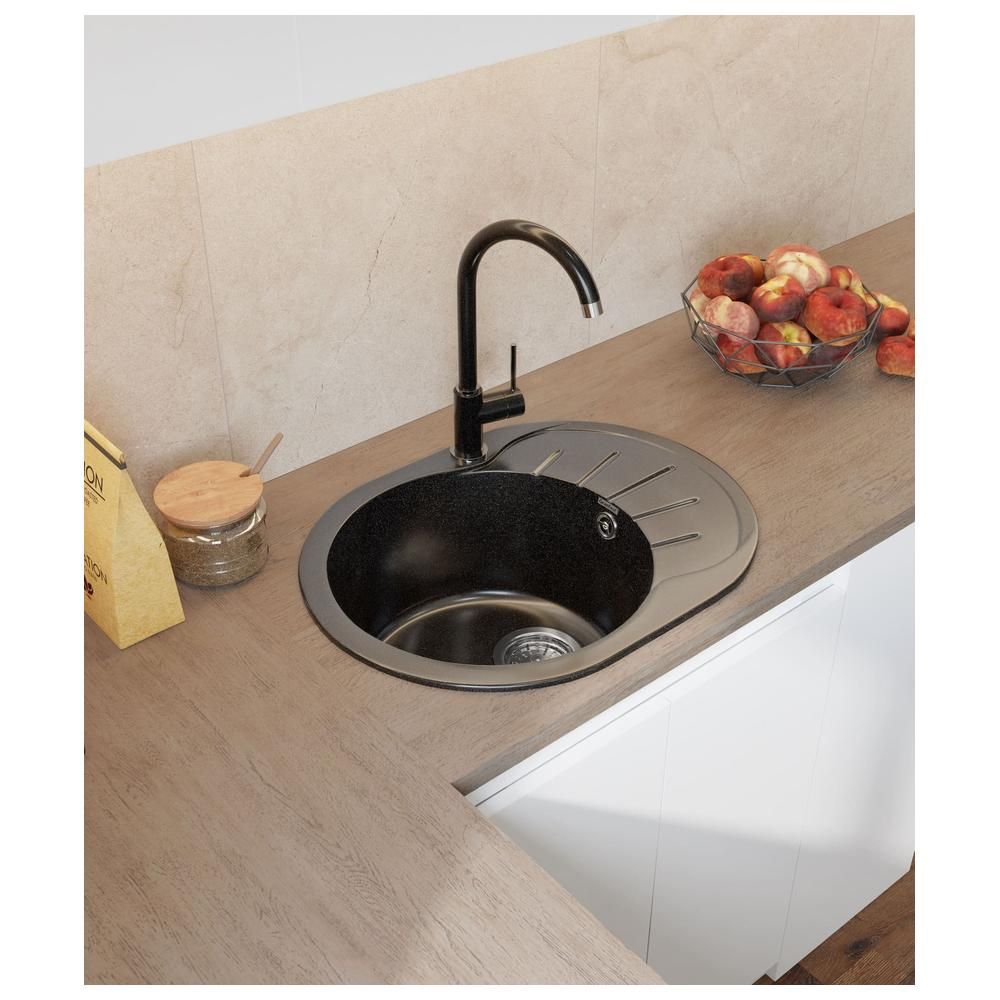 Кухонная мойка GranFest RONDO 580L, черный, артикул R-580L черный